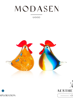 MODASEN丨晶鸡 DOOJ轻奢高档琉璃公鸡母鸡工艺品创意家居装饰摆件
