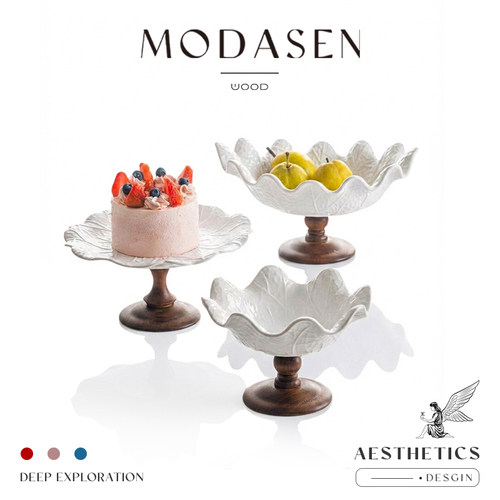 MODASEN高档简约陶瓷高脚点心盘