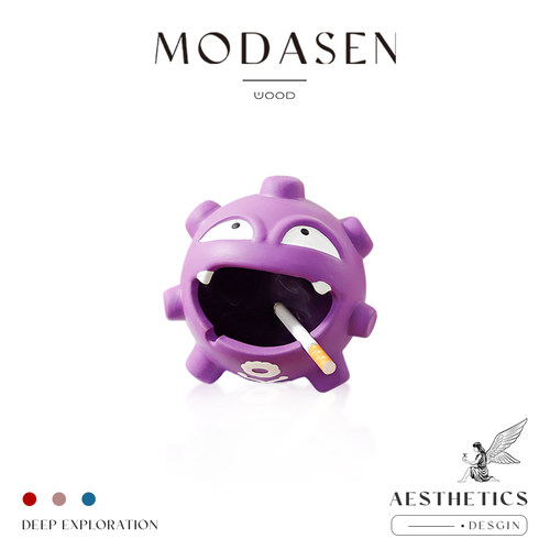 MODASEN可爱搞怪陶瓷烟灰缸带盖