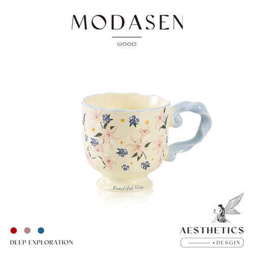 MODASEN高颜值花卉陶瓷马克杯