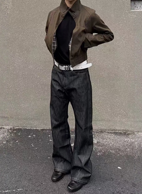 新时代OG原牛13盎司百搭微喇牛仔裤通勤cleanfit神裤刺绣马毛皮牌