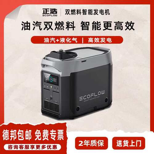 正浩EcoFlow 双燃料智能发电机 220V 自驾露营停电应急备用发电机