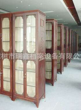 香樟木古籍书架博物馆橡木实木书柜防火板展示架仿古板式柜供应