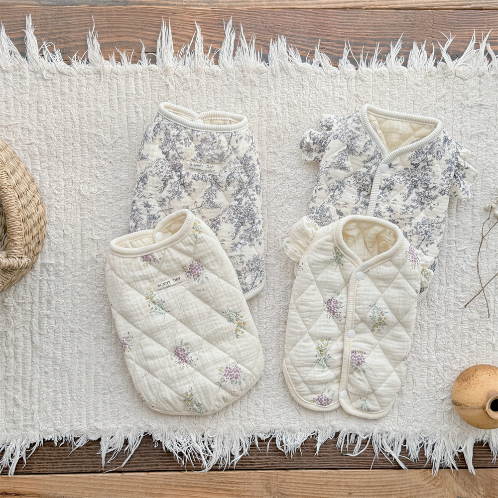 宠物衣服猫咪棉衣全棉纱布马甲小狗狗小型犬猫猫服装家居服纯棉