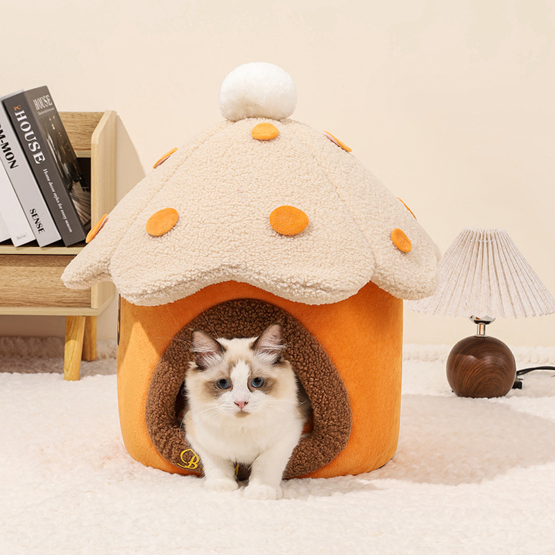 蘑菇房猫窝宠物房子小狗猫咪躲避屋冬季封闭式保暖蘑菇猫屋可拆卸