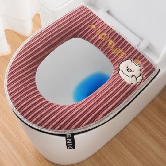 新款加大马桶座圈毛绒加厚保暖坐便套大内径拉链提手家用马桶垫子