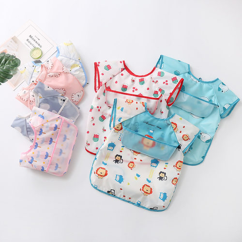宝宝新雨伞儿童防水围兜无袖婴儿防水罩衣婴幼儿涤塔夫防水吃饭衣
