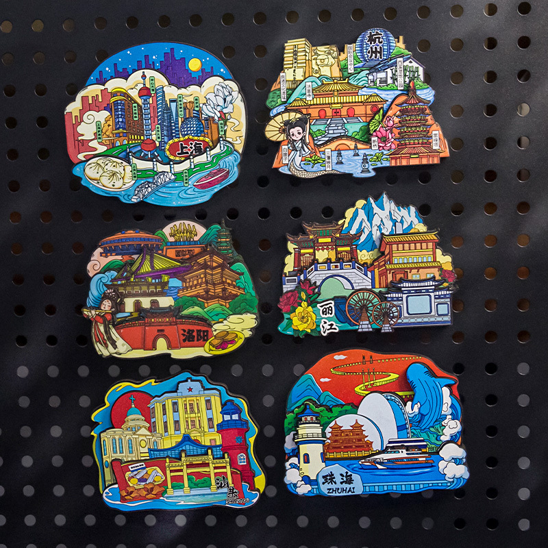 四川成都冰箱贴 创意成都特色旅游纪念品 木质闪粉四川熊猫冰箱贴