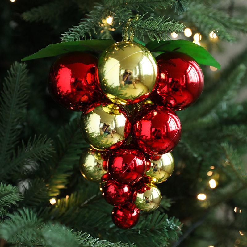 圣诞球仿真葡萄串球圣诞树挂件塑料球亮光球装饰吊球氛围场景布置