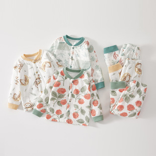 婴儿秋衣秋裤套装男女宝宝保暖秋裤儿童分体纯棉衣服夹棉内衣外穿