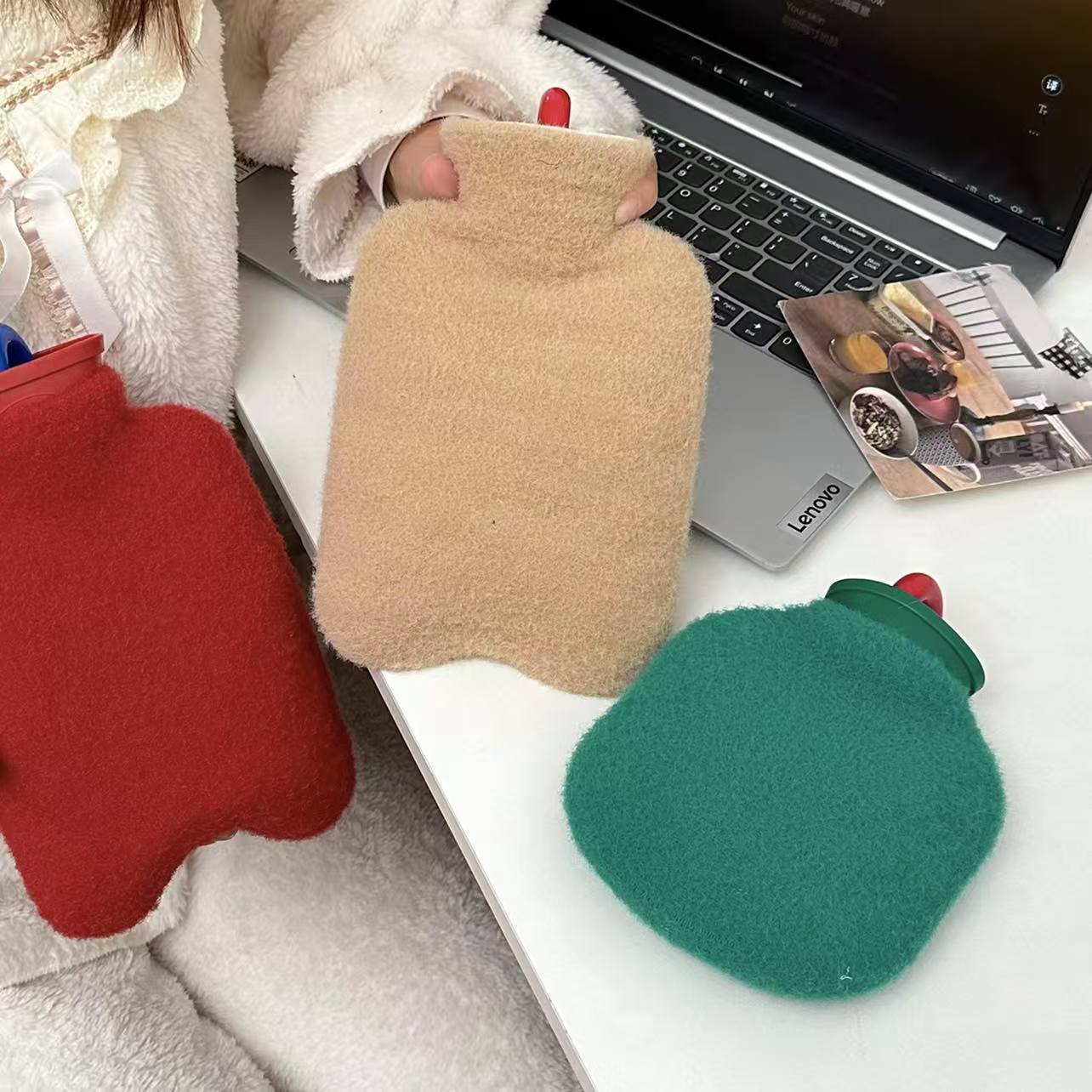 纯色复古毛绒热水袋注水式加绒加厚暖手宝被窝专用女生冬天暖宝宝