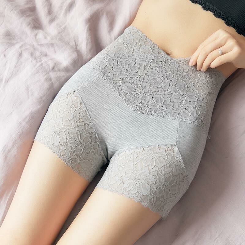 高腰收腹蕾丝安全裤女 带裆打底裤短裤内裤二合一薄款夏季保险裤