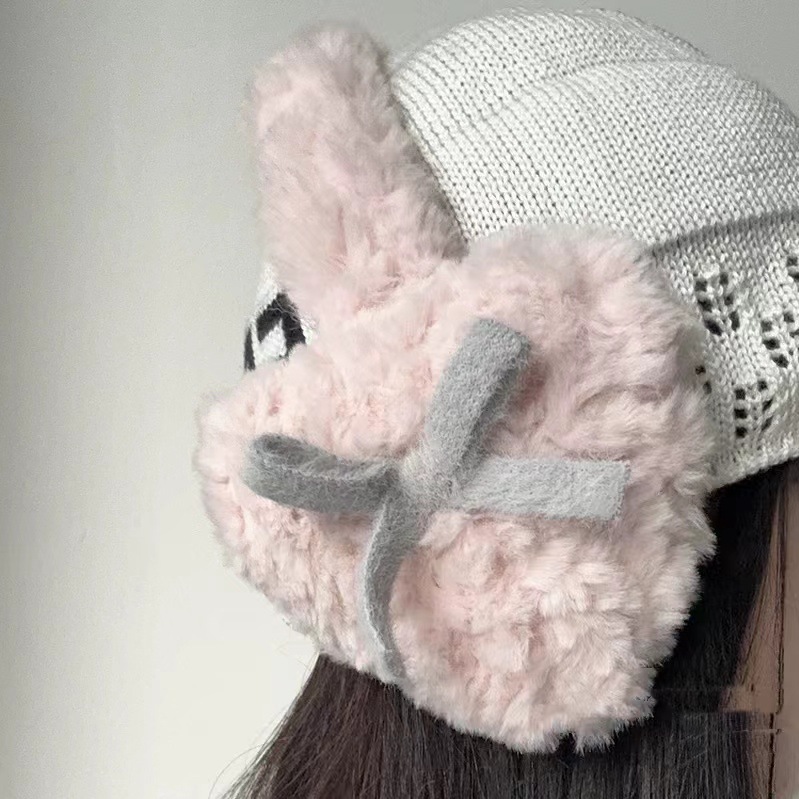 秋冬韩系加绒蝴蝶结耳罩加厚防寒保暖爱心耳捂子学生耳套骑行耳包