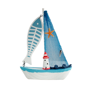 地中海风格创意家居装饰摆设 木质帆船模型小摆件手工艺木船小船