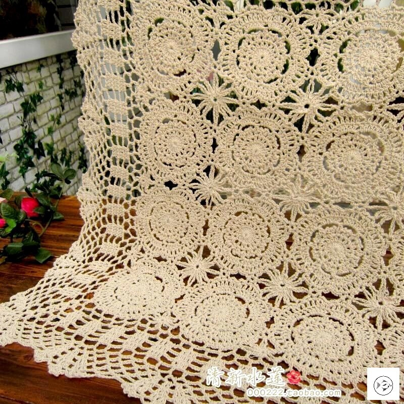 镂空钩针钩花沙发巾手工纯棉编织桌布怀旧r复古盖巾正方形
