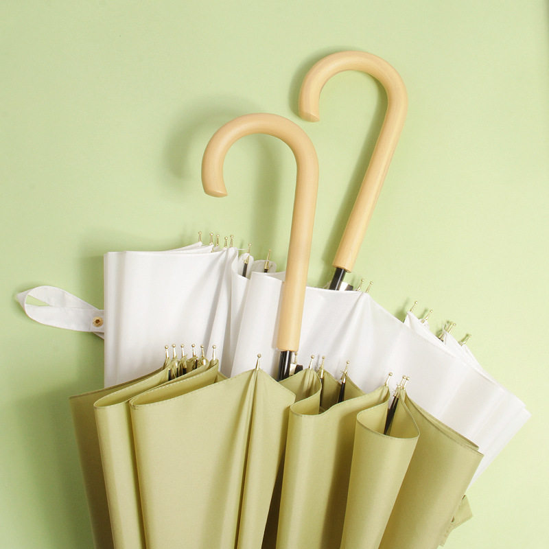 雨伞木弯柄韩系小清新简约直杆伞晴雨伞遮阳女士长柄自动雨伞