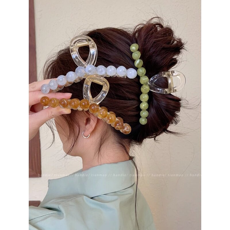 雨后青提~气质果冻抓夹大号发夹女后脑勺高鲨鱼夹发卡夹子头饰
