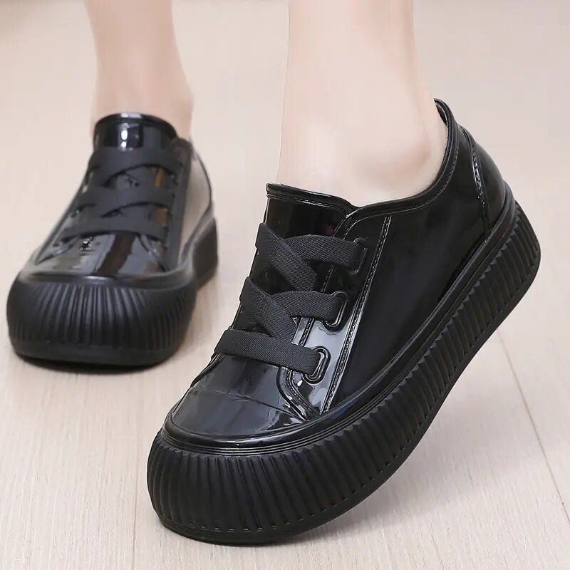 防滑低帮雨鞋女款时尚厚底水鞋内增高雨靴女士防水厨房鞋可爱胶鞋