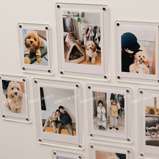 亚克力磁吸透明相框冰箱贴磁贴拍立得3寸小卡照片墙磁性展示架