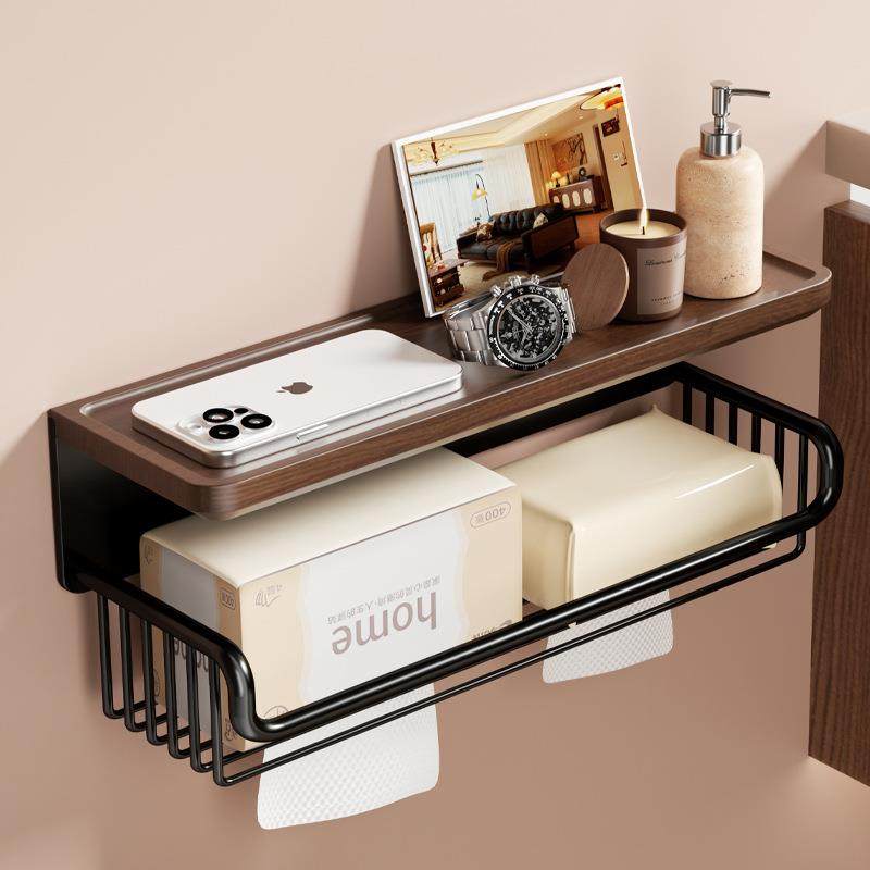 胡桃木卫生间厕纸盒浴室厕所免打孔纸巾盒置物架实木抽纸盒卷纸架,收纳整理,纸巾盒,淘宝优惠券,粉丝福利购,淘宝优惠卷