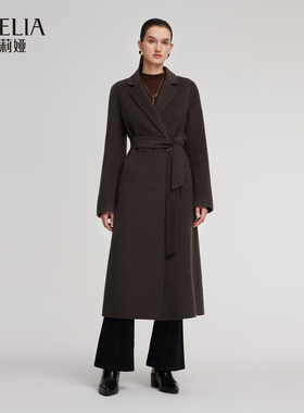 歌莉娅冬季新品拉毛毛呢外套大衣配腰带1ENC6N580
