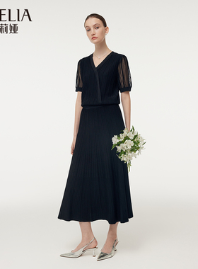 歌莉娅夏季新品斜门襟毛织套装（上衣+半裙）1E4LAA120