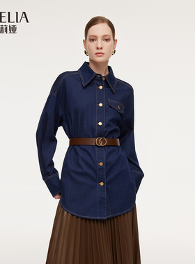 歌莉娅春季新品宽松牛仔衬衫1F1C3E290