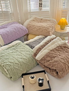 加厚款 塔芙绒双层盖毯羊羔绒毯子办公室午睡毯沙发毯单人毛毯被女