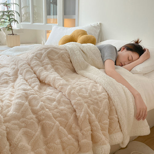 少女心塔芙绒羊羔绒双层保暖毛毯
