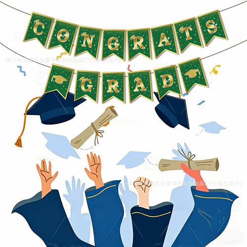 Cross border 2026 Graduation Season Party Theme Set, Flag Pulling, Flower Spiral Party Decoration, Banner Scene Arrange
