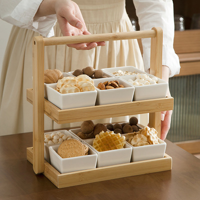 Creative bamboo and wood basket, dry fruit dish, hotel fruit dish, Dim sum, candy box, household simple snacks, fruit b
