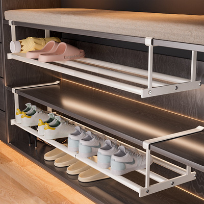 Shoe rack, household retractable shoe cabinet, layered partition, shoe holder, hanging shelf, storage artifact, organiz