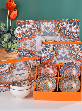 Opening Event Spring Festival Gift Bowl Japanese Tableware Set Bosimi Bowl and Chopstick Gift Set Ceramic Bowl and Chop