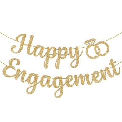Bridal engagement decoration banner, golden glitter, single girl, bridal party banner, rose gold wedding