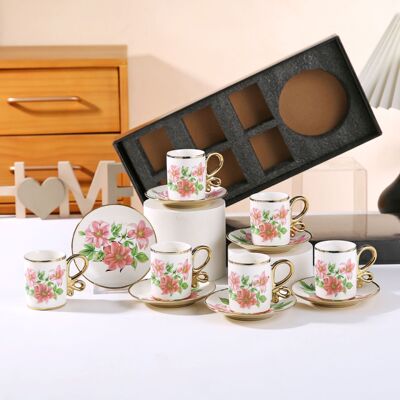 Middle East Phnom Penh Ceramic Cup Gold Plated Cup Plate Set Coffee Cup Plate Electroplated Ceramic Six Cup Six Plate S