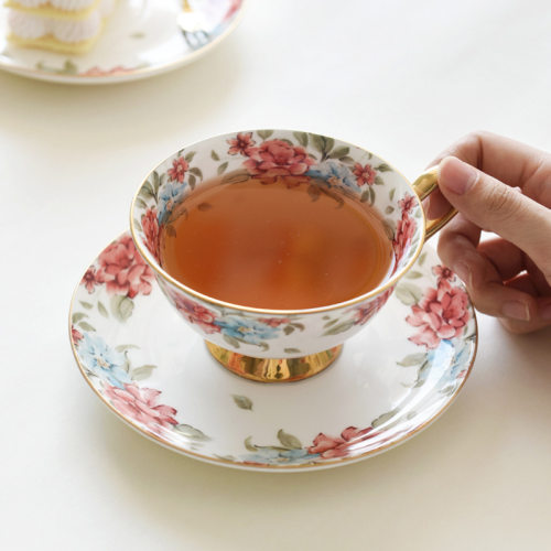 Light luxury style gold bone china coffee cup, French afternoon tea cup, high aesthetic cup, plate, women's high-end br