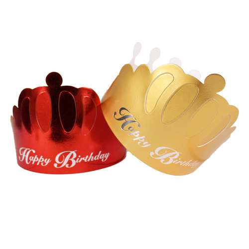 Birthday Cake Crown Paper Hat Gold Red Hot Silver Adult Adjustable Headcircumference White Card Birthday Hat