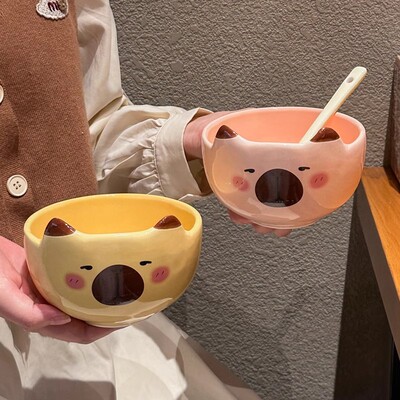 Cute Capibala Ceramic Rice Bowl Creative Style Personal Bowl for Girls Cute Tableware Gift