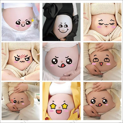 Pregnant women's belly stickers, late pregnancy facial expressions stickers, cute pregnant women's belly stickers, phot