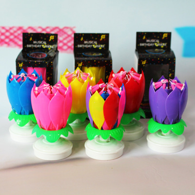 Amazon 14 Lotus Music Candles Double layered Flat Bottom Singing Spinning Birthday Cake Candles