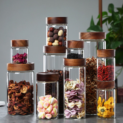 Five grain and miscellaneous grain food grade threaded storage jar, kitchen and household storage jar, glass tea jar, c