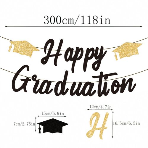 Cross border graduation season gold onion banner graduation hat letter flag party supplies decoration banner flower str