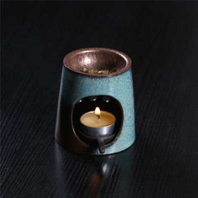 Ceramic kiln turned blue incense burner can dry burn indoor heating essential oil agarwood Qinan Milu holy wood shaving
