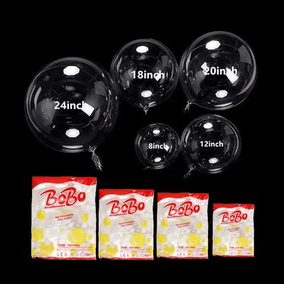 Bobo ball, a large number of transparent luminous balloons, 18 inches, 20 inches, and 24 inches, are used to push and s