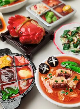 Food refrigerator stickers, local delicacies, dishes, three-dimensional resin desserts, snacks, magnetic decorations