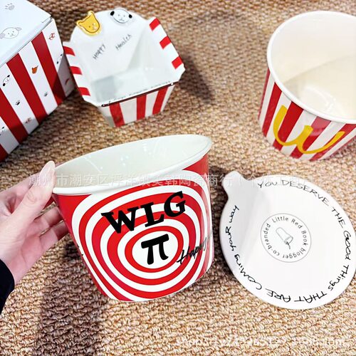McDonald's instant noodle bowl, family bucket, ceramic creative salad bowl, fruit bowl, french fries, popcorn snack buc