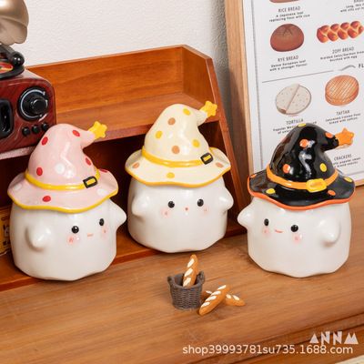 Birthday Gift Strange Ghost Mug with Lid Ceramic Cup for Graduation Girlfriend Gift Handheld Water Cup