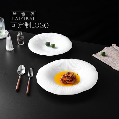 Hotel high class sense, light luxury, personality, opposite mouth, lace plate, large shallow plate, Dim sum plate, dess