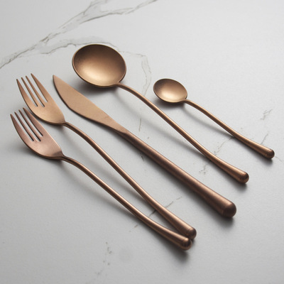 Japanese 304 stainless steel rose gold knife, fork, spoon set for home use, Western tableware, dessert spoons, chopstic