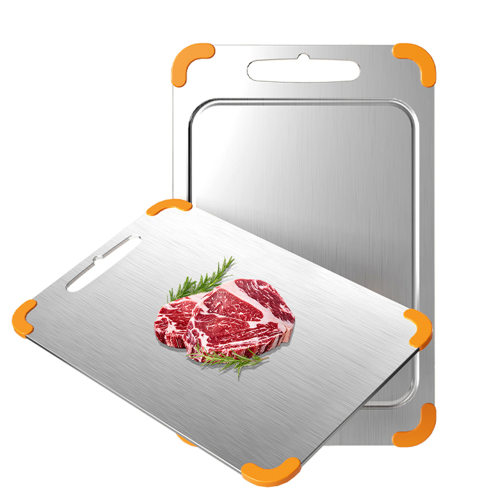 Anti slip and corner protection with grooves, pure titanium cutting board with mold and antibacterial properties, silic